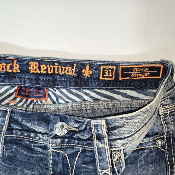 Rock Revival Women’s Jeans Boris Mid Rise Straight Size 31 (Actual 31x30) - Picture 4 of 12